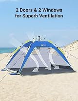 Glymnis Pop Up Beach Tent 3-4 Person Instant UV Protection 2 Doors view 5