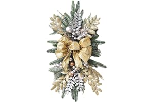 CADOES 2 Pcs 2023 Cordless Prelit Stairway Christmas Swag Christmas Staircase Decorations Artificial Stairs Christmas Garland with Lights Rustic Christmas Swag for Front Door Wall Window Stair Home Decor,B g