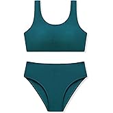 URMAGIC Girls Two Piece Swimsuits Ribbed Bikini Sets Swimming Bathing Suit Beach Sport Athletic Teen Girls Swimwear
