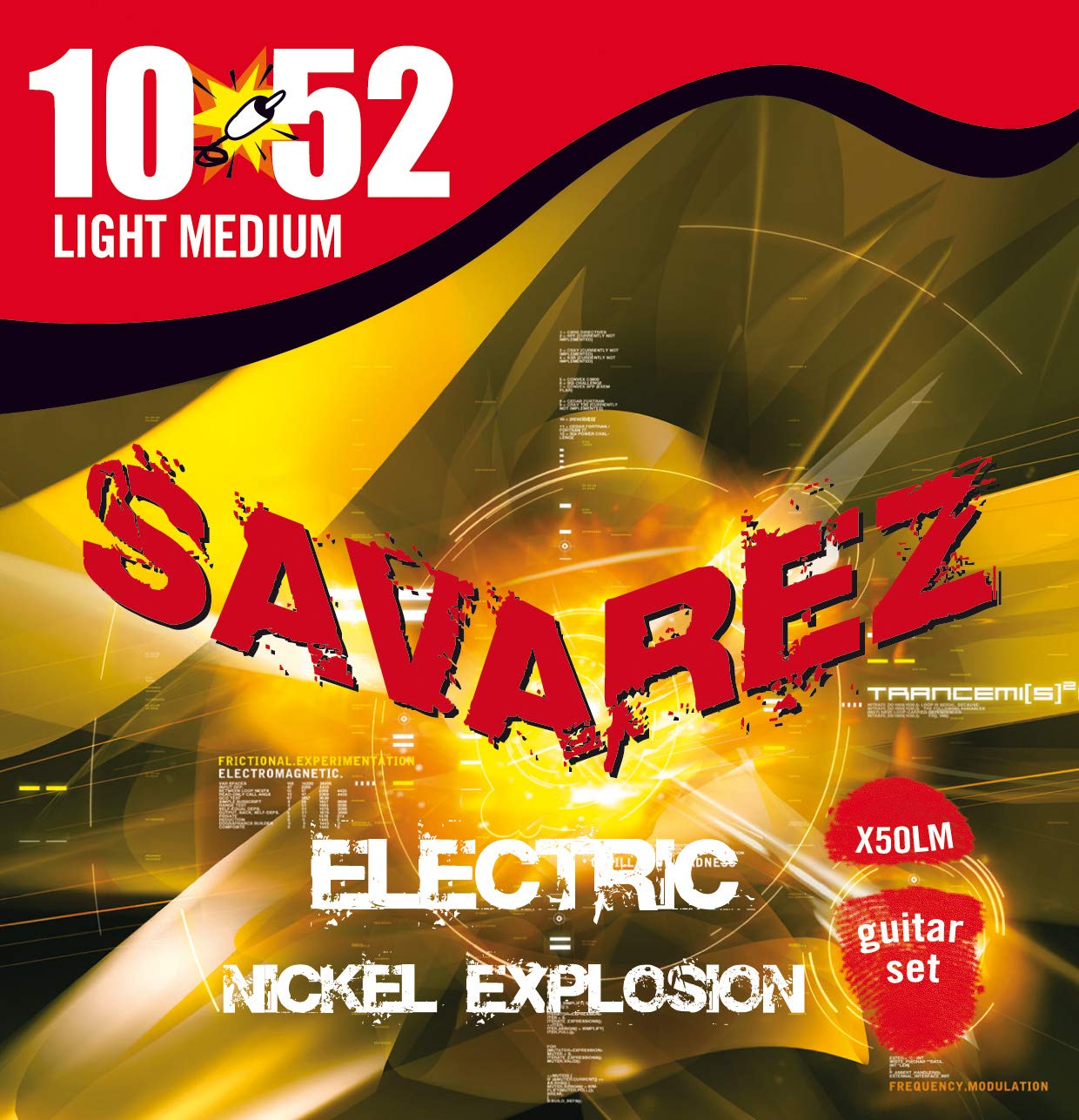 Savarez Electric Guitar Strings Nickel Explosion Roundcore Set Light-Med 010-.052 X50LM
