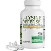 Bronson L-Lysine Defense Immune Support Complex, 1500 mg, 90 Capsules | Essential Amino Acid with Olive Leaf, Garlic, Vitamin C &amp; Zinc, Vegetarian, Non-GMO, Gluten-Free &amp; Soy-Free