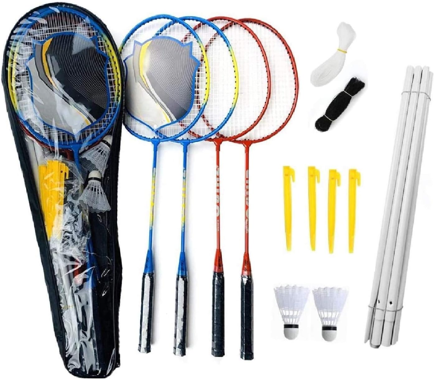 ZZICEN Kids Badminton Set - Toddler Toy Badminton Set for Kids - Includes 2 Kids Badminton Rackets（Blue） : Sports & Outdoors
