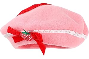VALICLUD Women's Wool Strawberry Beret Hat - Warm French Style Winter Fashion Accessory