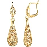 Yoursfs Filigree Dangle Earrings For Women Dangling Teardrop Dangle Shiny Hypoallergenic Trendy Hollowing Out Earring