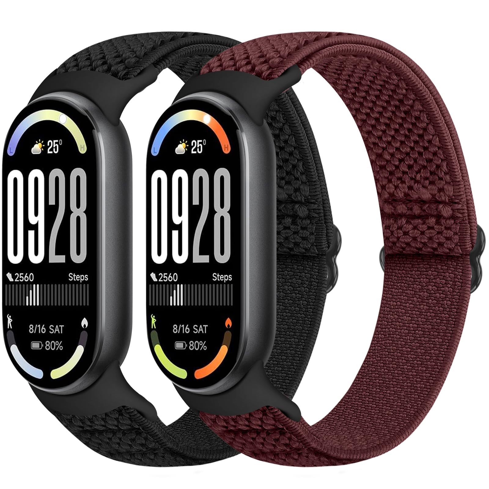 Runostrich Elastic Nylon Watch Strap Compatible with Xiaomi Smart Band 10/9/8 Sports Strap Soft Watch Band Adjustable Replacement Band for Women Men