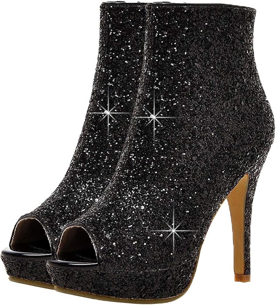 black boots with sparkle heel