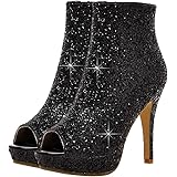 glitter open toe booties