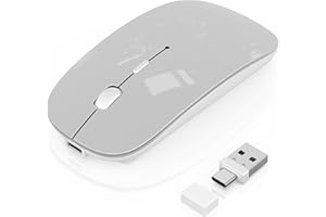 Gizdot Bluetooth Mouse for Laptop/MacBook Air/Pro & iPad, Mouse Jiggler Mode Bluetooth 5.2/2.4G Rechargeable Silent Click 3-L