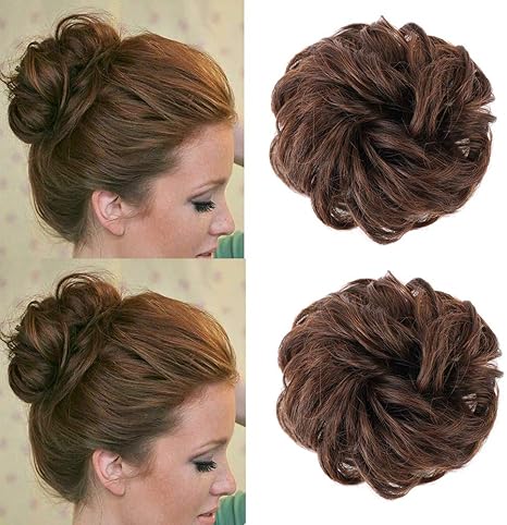 Mychanson 2packs Set Messy Hair Scrunchies Hair Bun Extensions