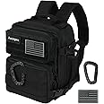 Aocmpxs Mini Tactical Backpack, 9L Small Gym Backpacks Sport Bag for Men Women Molle Military Pack with US Flag Patch and Carabiner (Black)