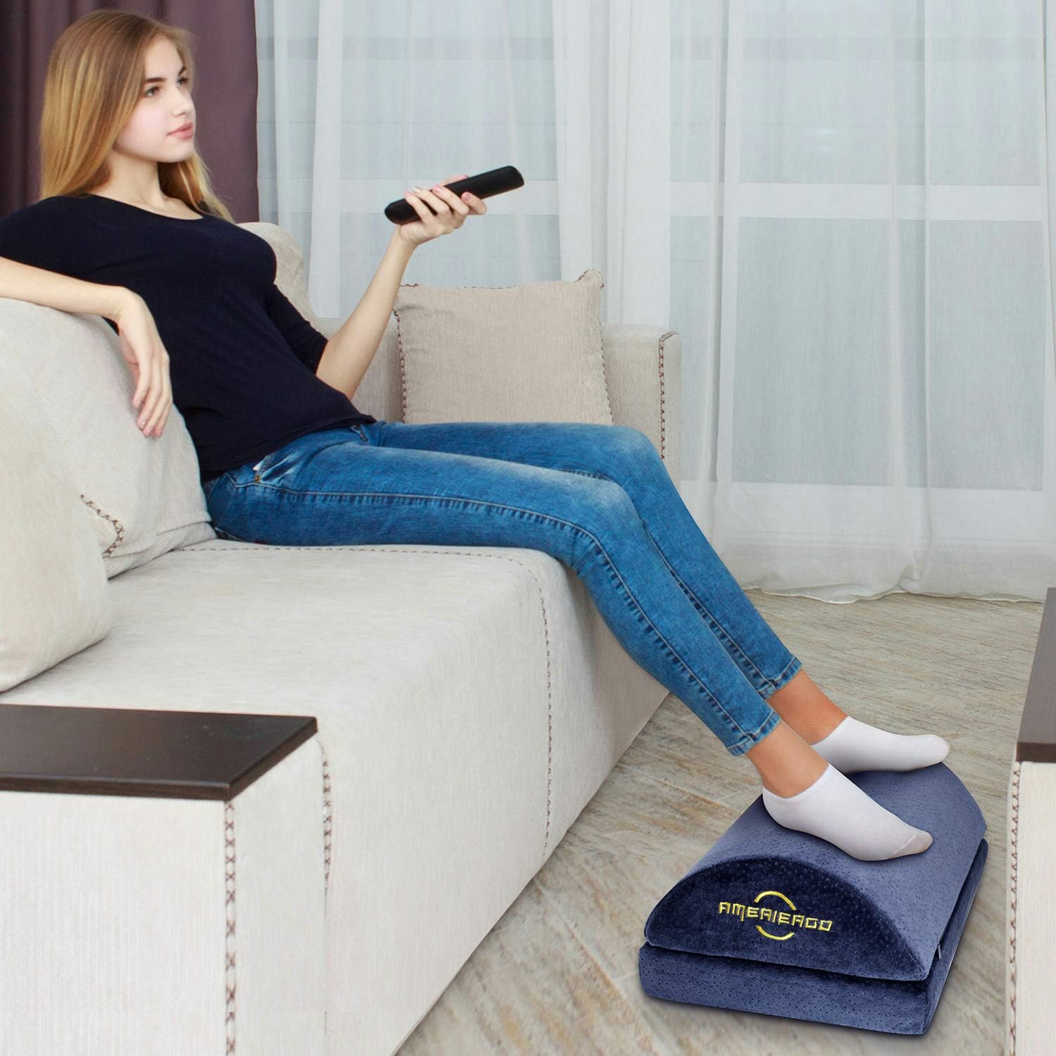 Adjustable Foot Rest - Foot Rest Under Desk Cushion Provides More Comfort for Legs, Ergonomic Footrest Cushion Reduces Pressure on Legs, Ideal for Airplane, Home and Office : Office Products
