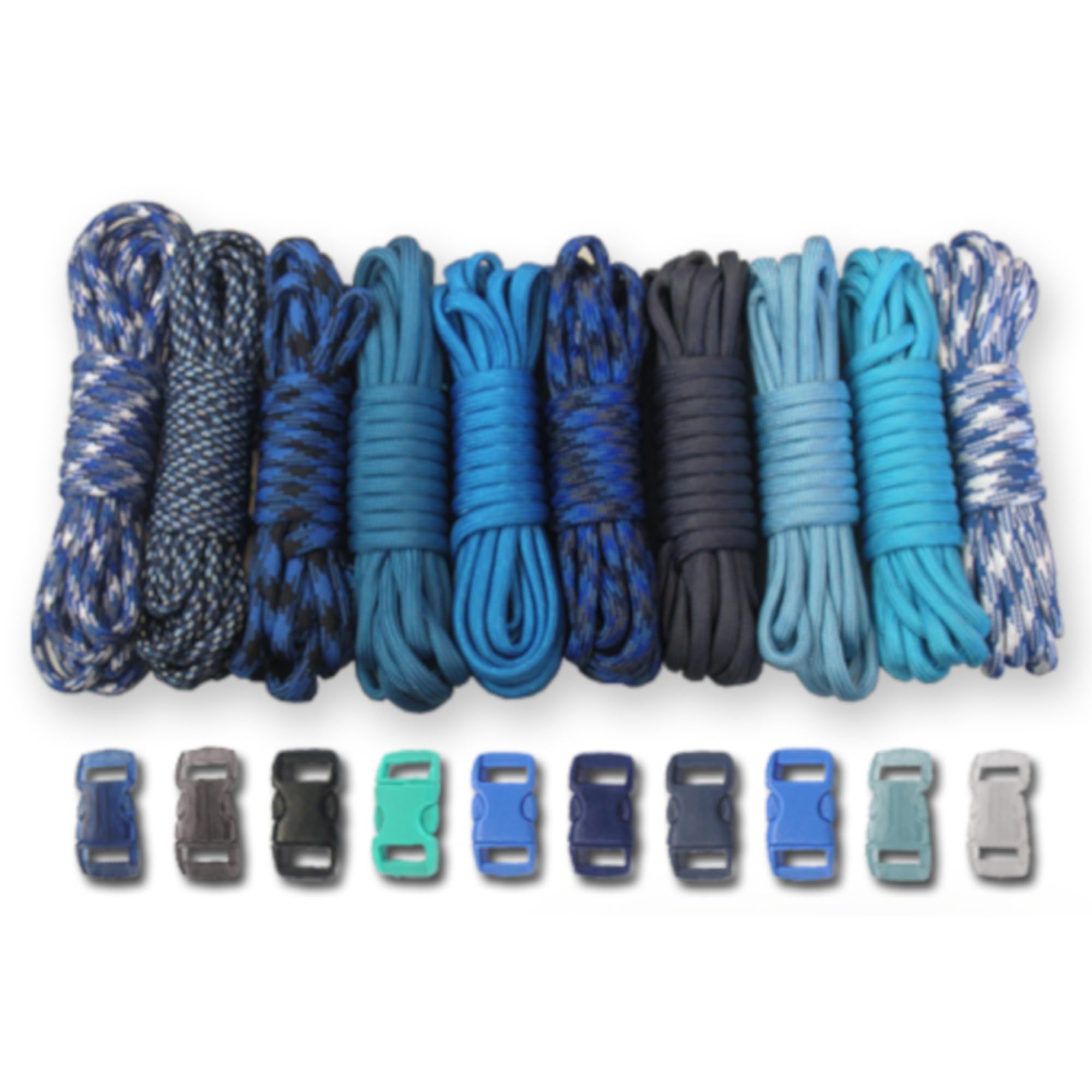 Paracord Planet 550 lb Type III Crafting Kits with Buckles, 50', Blues โ image 1