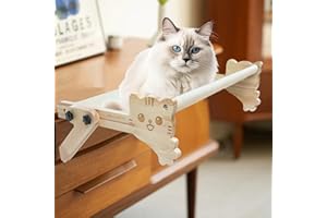 MIAOOWITH 2 in 1 Cat Window Perch Window seat cat Bed， No Suction Cups Cat Beds for Windowsill，Easy to Assemble Cat Bed for Indoor Cats，cat Window Perch for Large Cats 22.8''L-Holds Up to 40 lb