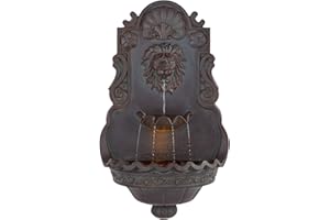 Royal Lion Head 31 1/2" High Large Rustic Indoor Outdoor Decor Bronze Wall Fountain with Light LED Statue Waterfall Tiered Basin Water Feature for Outside Garden Patio Yard Backyard - John Timberland