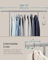 SONGMICS Clothes Rack on Wheels Heavy Duty 100 kg Extendable Rail 92-132 cm view 4
