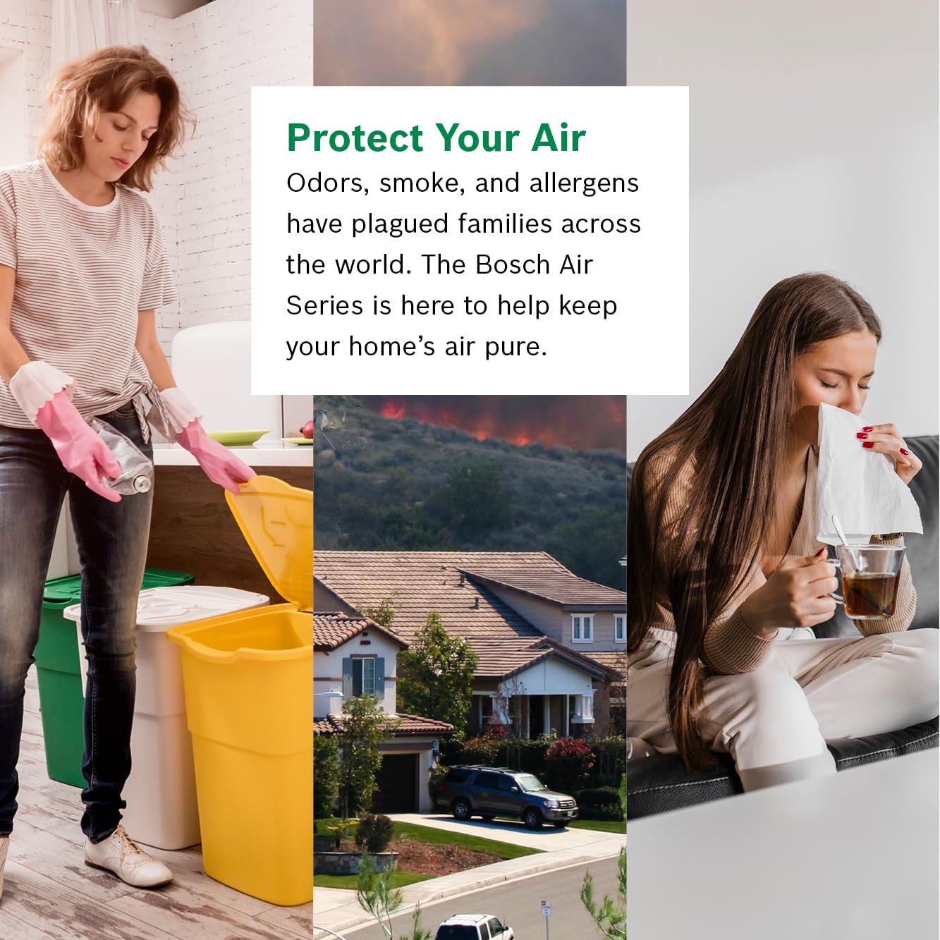 BOSCH Air Purifier for Home, Large Spaces (Covers, 2745-sq ft), 4-in-1 Filter for Pollen, Viruses, Smoke, Dust, Dander, Outdoor Pollution, Odors, HEPA, ENERGY STAR, Air 6000, White