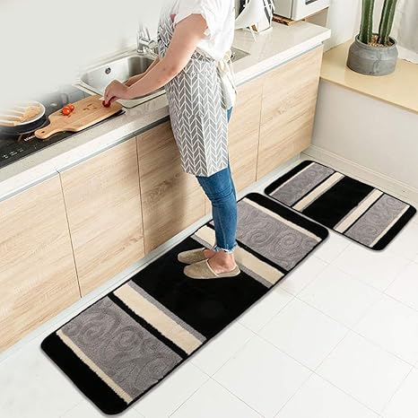 Hebe Kitchen Rugs Set 2 Pieces Non Skid Washable Kitchen Mat Rug Runner Sets Indoor Outdoor Doormat Runner Entrance Rug Set 18 X47 18 X30 Black Amazon Ca Home Kitchen