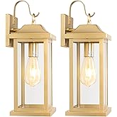 Roravilila 17 Inch Large Gold Outdoor Sconces Wall Lighting 2-Pack, Exterior Light Fixtures IP65 Waterproof Anti-Rust, Brass 
