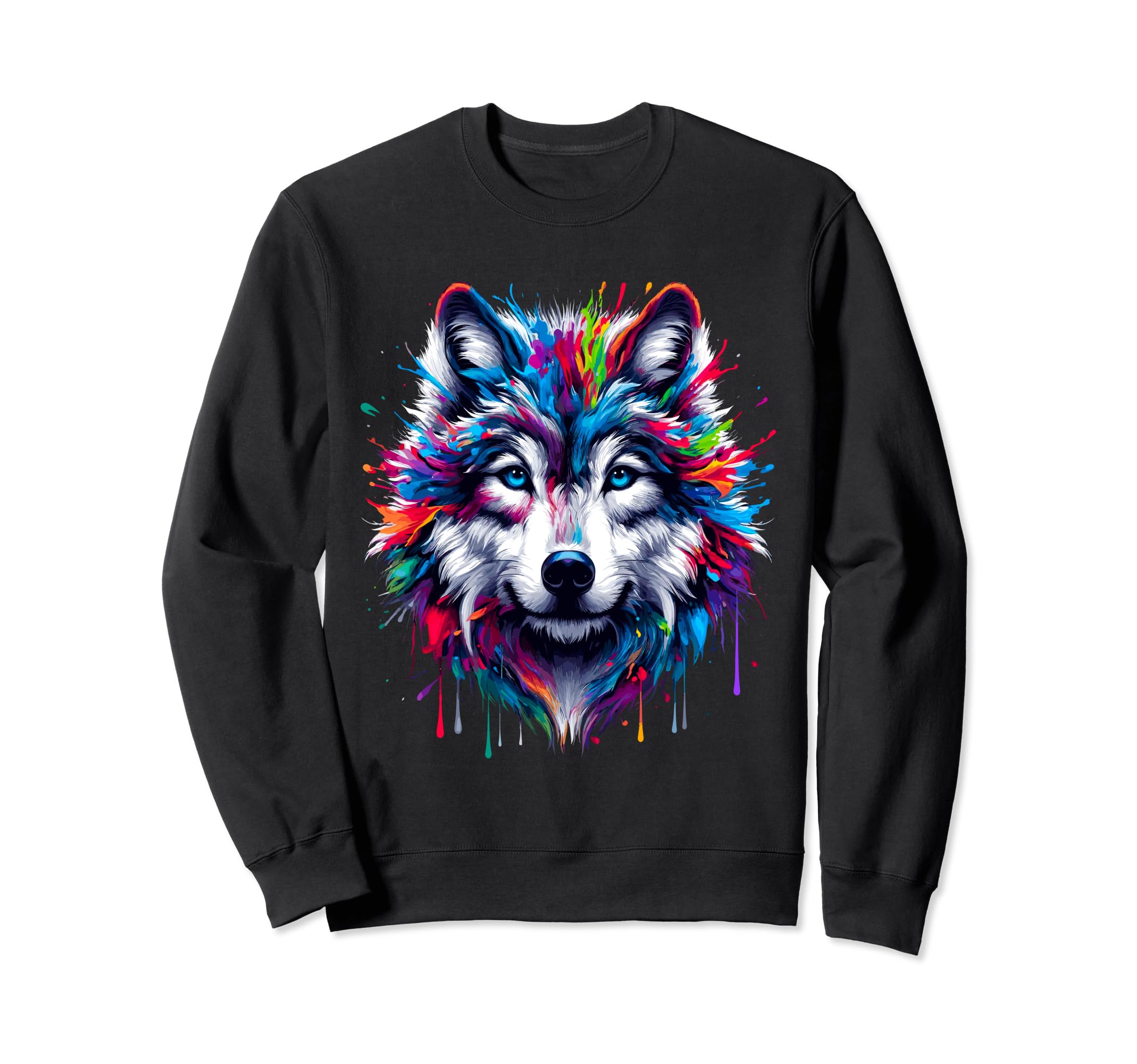 Photo 1 of Wolf Splash Art Wolf Animal Lover Sweatshirt / M