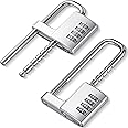 Gisafai 2 Pcs 4 Digit Combination Lock Code Cabinet Lock U Shaped Gym Locker Adjustable Padlock Metal Long Shackle Lock for Outdoor College Fences Sports Lockers Gym