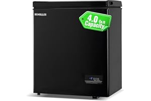 DEMULLER Chest Freezer with Electronic Panel, Accurate Temperature Display to 1 ℉ 4.0 Cu.ft Deep Freezing Machine with 2 Removable Baskets Suitable for Home Kitchen Apartment Black