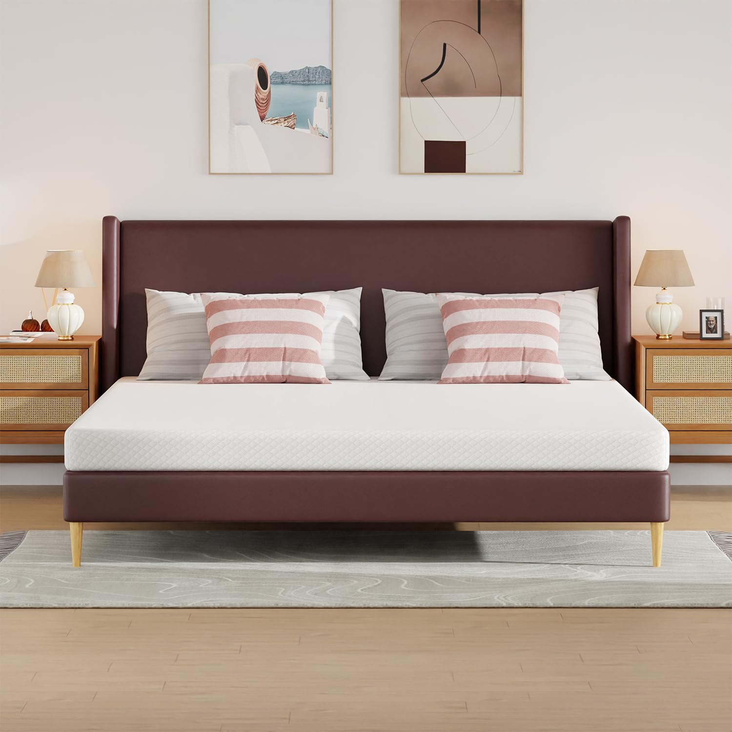 BestMassage | 5 Inch California King Mattress | Gel Memory Foam | Medium Firm Feel | White | Bed in a Box, CertiPUR-US Certified | Pressure Relief, Cooling Ventilated Foam | Breathable Knit Cover Image