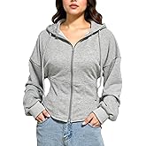 PDLCVD Women Zip Up Hoodies Cropped Sweatshirt Casual Long Sleeve Corset Hoodie Cardigan Jacket Streetwear