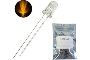 WOTOFULIN 5mm Yellow LED Diode Lights 100pcs DC 2V 20mA Round Clear Lens Electronics Components Light Emitting Diodes LED Light Bulbs
