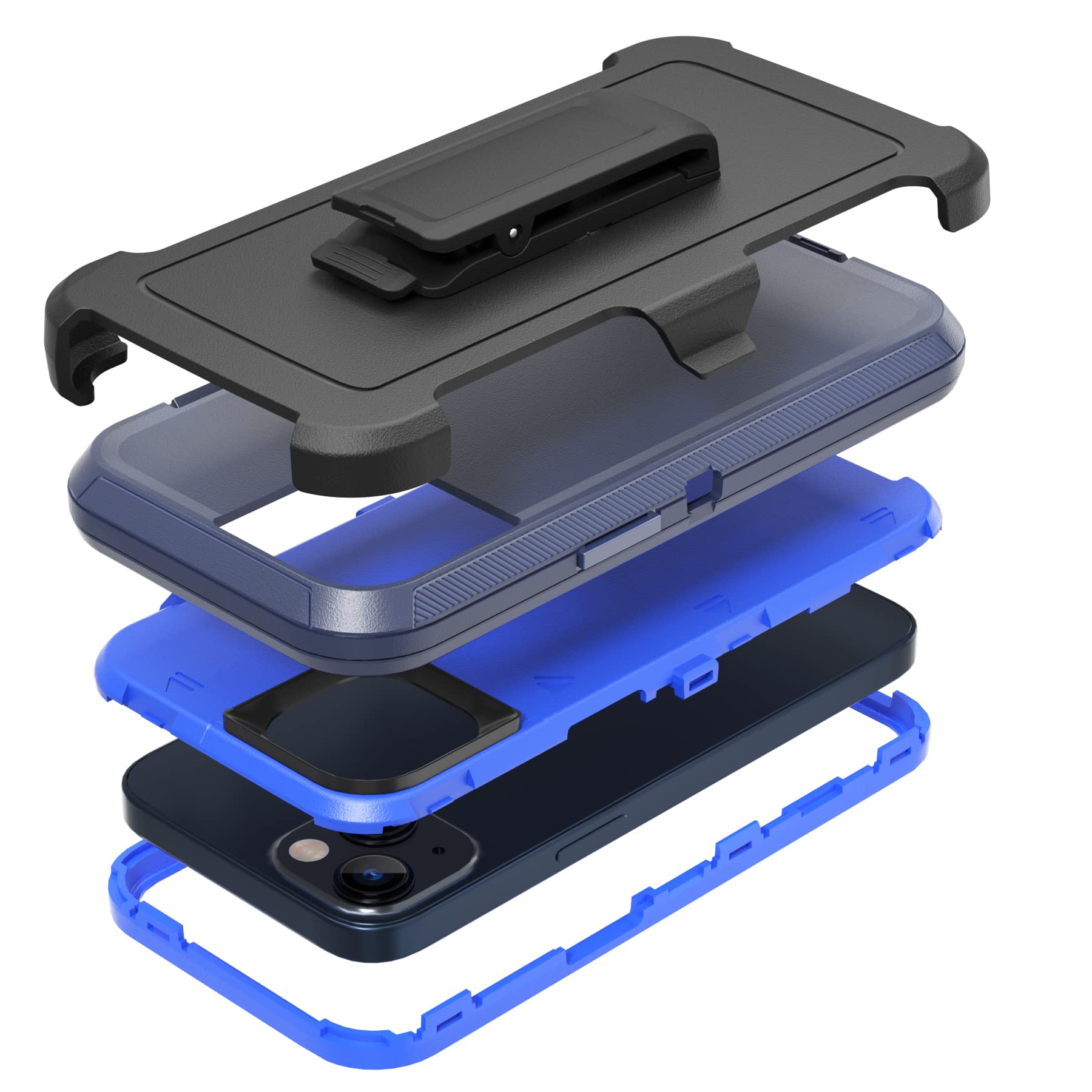 Niubity Rugged Phone Case for Apple iPhone 14, with Belt Clip Holster & Kickstand Heavy Duty Shockproof Protective Full Body Case Cover for iPhone 14 6.1 inch Phone (Blue)
