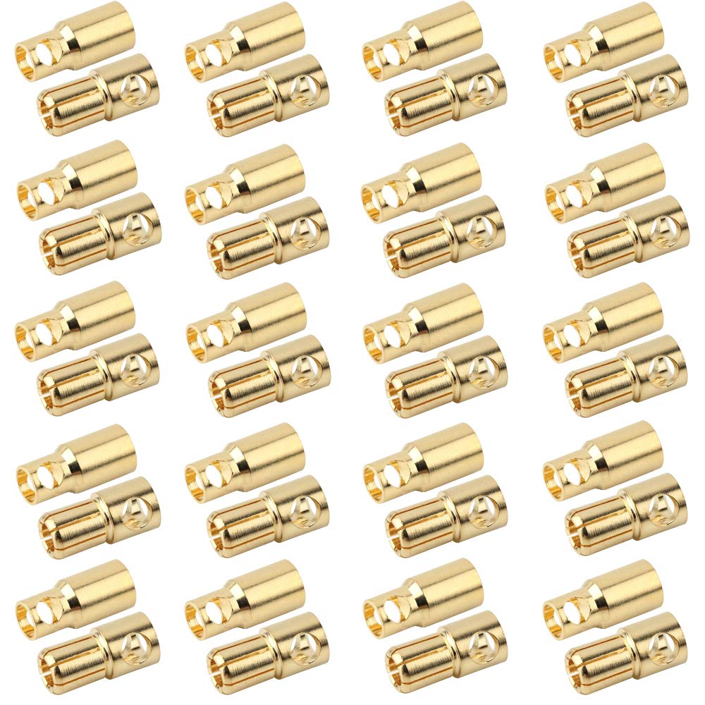 20 Pairs Gold-plated 6.0MM 6MM Banana Plug Bullet Male and Female Connector Terminal for RC Lipo Battery ESC Motors