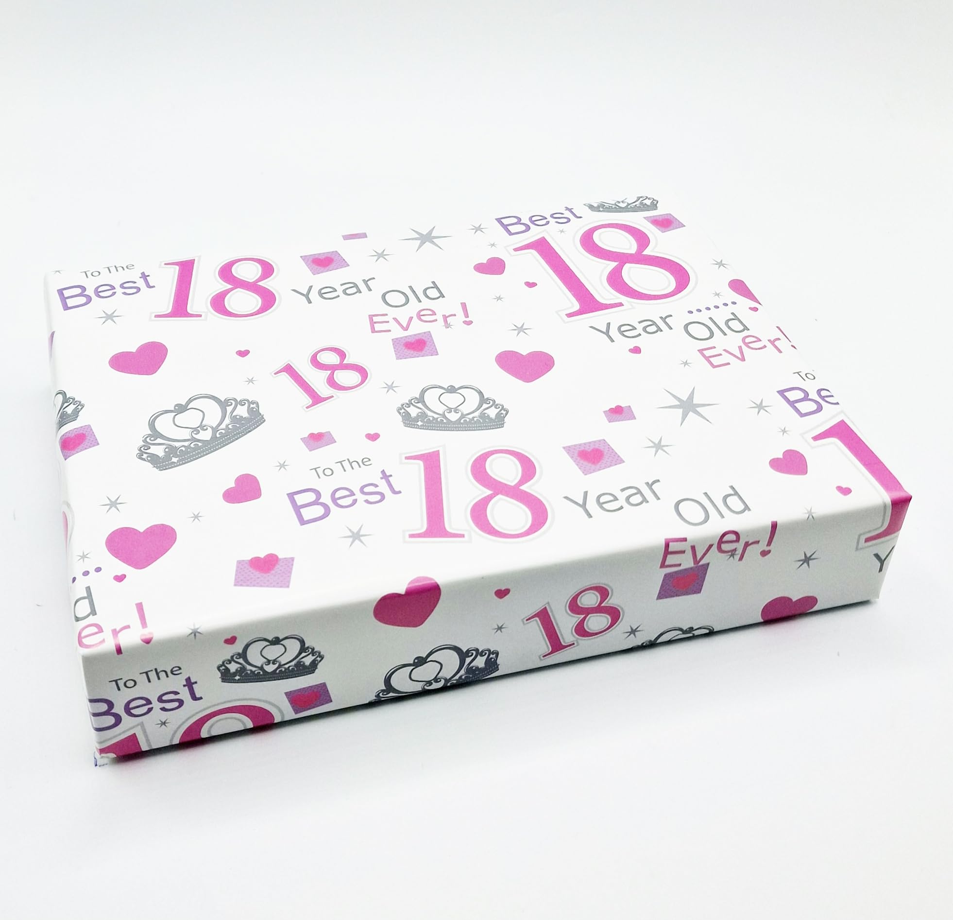 2 Sheets + 2 Gift Tags 18th Birthday Wrapping Paper Age 18 Birthday Pink Gift Wrap Female (AWU)