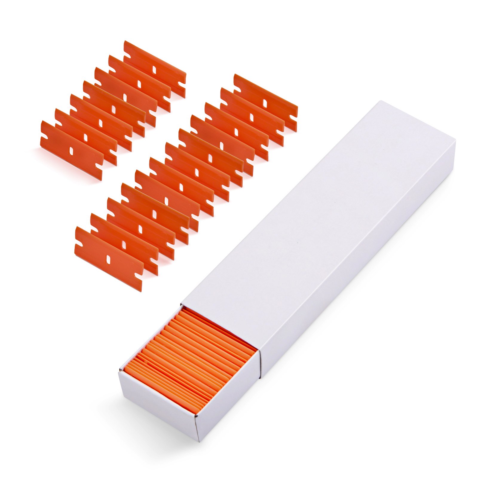 Ehdis 100 Pcs Plastic Blades for Scraper, Blades Edges Plastic Scraper Blades for Removing Window, Paint, Glass, Glue, Stickers, 1.5 inch, Orange