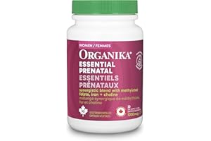 Organika Essential Prenatal – Vegetarian Prenatal Multivitamin for Baby & Mom – Complete Nutrition with Methylated Folate, Ir