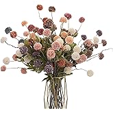 Lovmeety 9 Pcs Pompom Mum Artificial Flower, Faux Silk Chrysanthemum Ball with Stems Colorful Fake Mini Chrysanth Flower DIY Bouquet for Floral Arrangement Home Party Wedding Decoration
