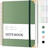 Large Spiral Notebook College Ruled with Tab Stickers A4 Notebooks for School Supplies Hardcover Spiral Notebook 8.5 x 11 Journal Note Book for Work Note Taking Women Men Writing, 220 Pages, Green