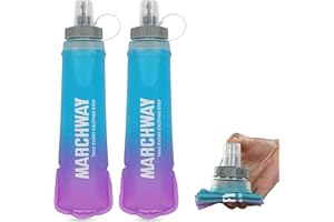 MARCHWAY Soft Hydration Flask with Wide Mouth, 300ml/500ml Collapsible TPU Water Bottle, Leakproof Portable Flexible for Running, Hiking, Cycling, Climbing, Gym, Travel (2pcs Blue-Purple 300ml)