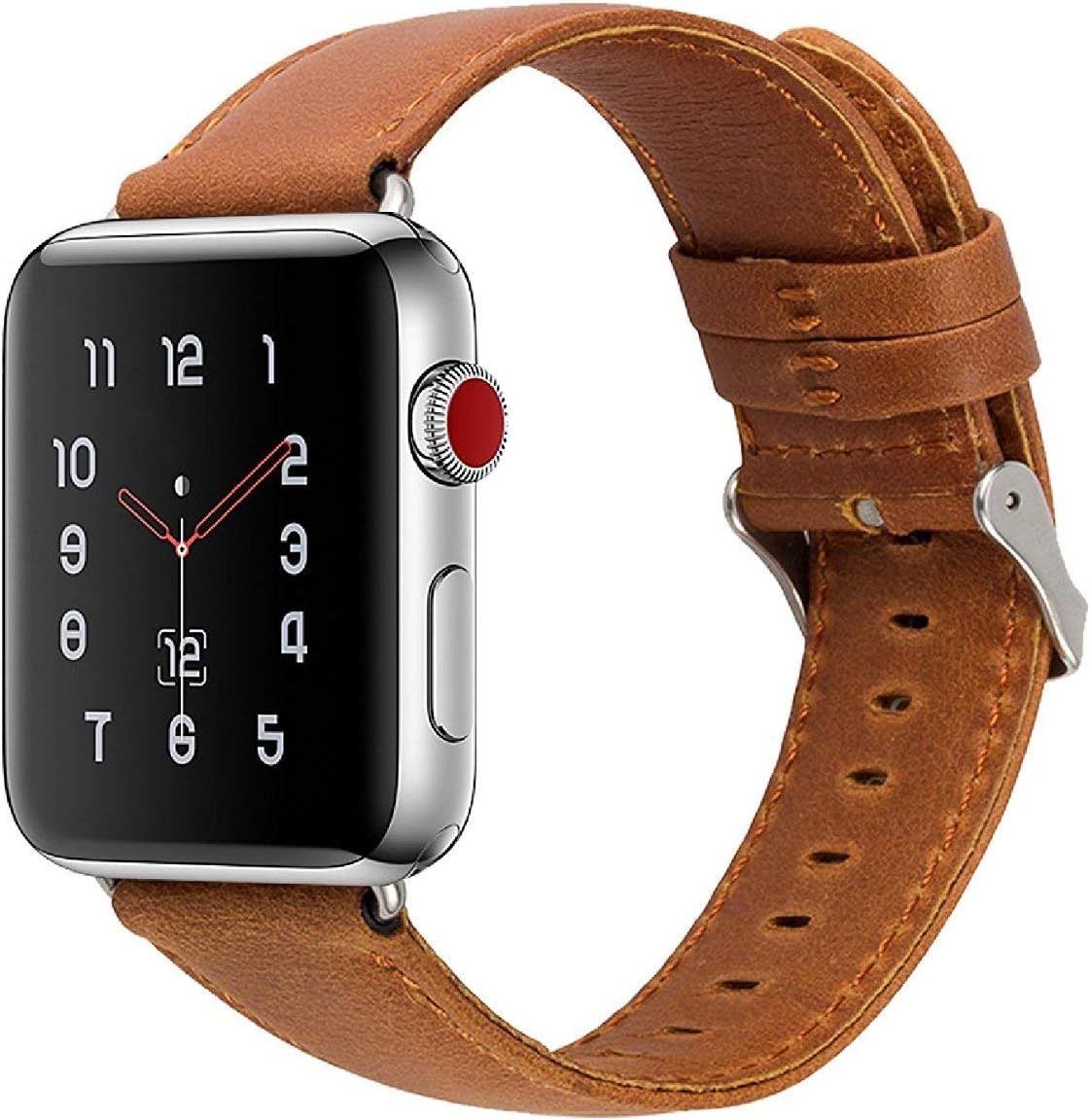 Globus Geschaft Leather Watch Strap for iWatch Series 4,Brown iWatch Band 44mm