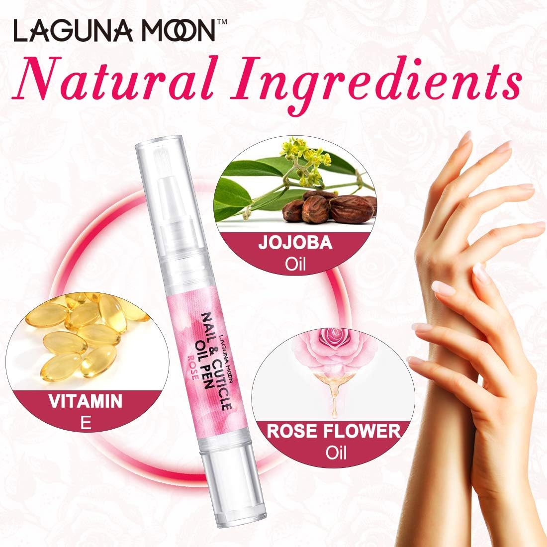 Lagunamoon Moisturizing Nail & Cuticle Oil Pen Jojoba Seed Oil Hand & Nail Treatment Rose Nail Oil Pen 5ml - Image 4