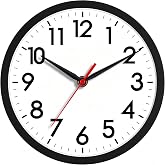 AKCISOT 8 Inch Wall Clock, Silent Battery Operated Analog Clock, Black | Small Size | Bedroom | Office | Kitchen | Bathroom | Classroom | Modern | Easy to Read