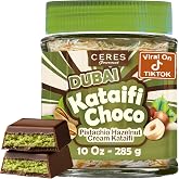 Dubai Chocolate Spread 9.7 oz Jar with Pistachio Cream and Crispy Kataifi | Gourmet Crunchy Dubai Chocolate Bar Spreadable Filling and Toppings for Pancake, Breakfast, Snacks and Desserts