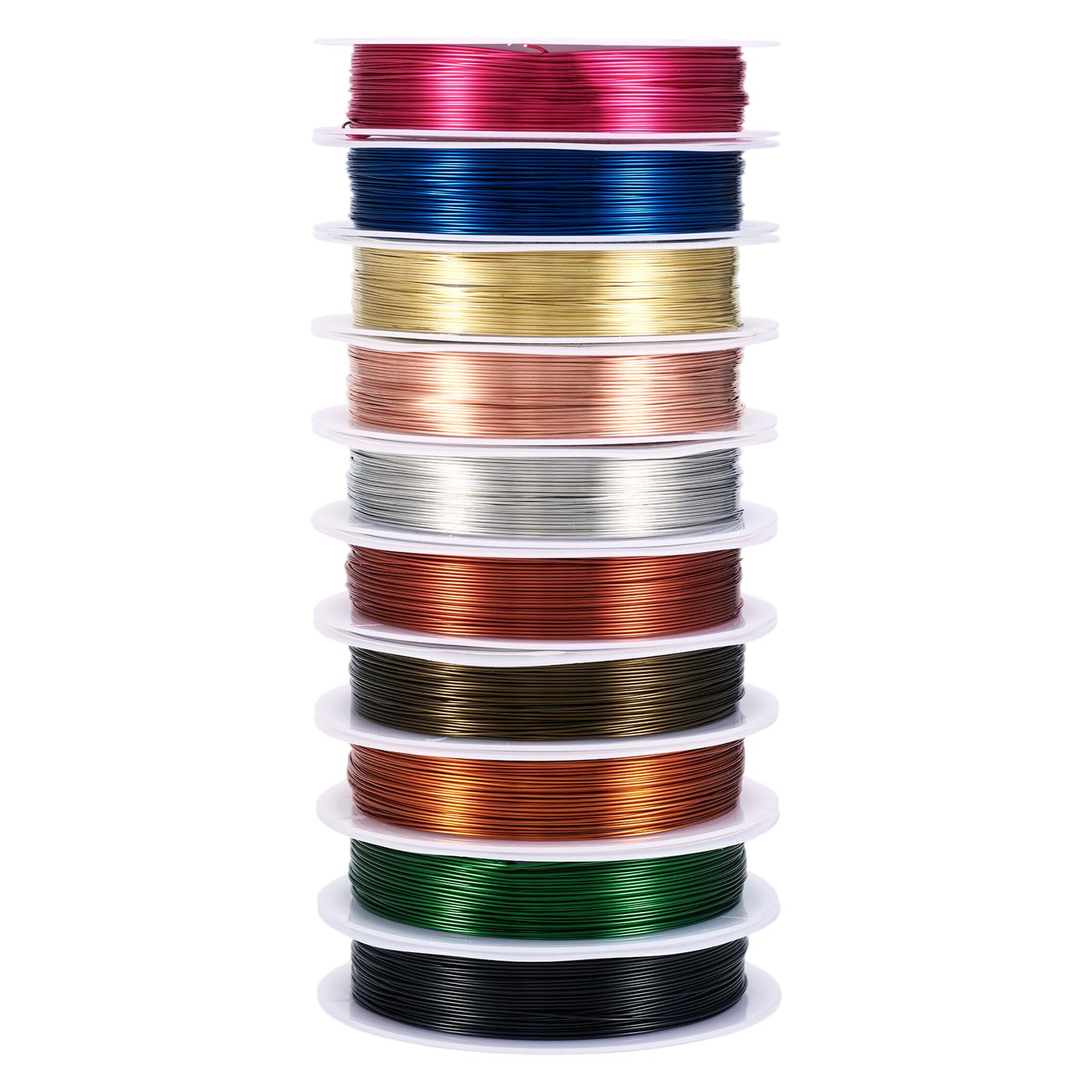 Beadthoven 10Rolls 24Gauge/0.5mm Tarnish Resistant Copper Wire Mixed Color 295Ft/90M Bendable Jewelry Beading Bare Metal Wires for Jewelry Wrapping Making Floral Sculpture Crafts 9M/roll