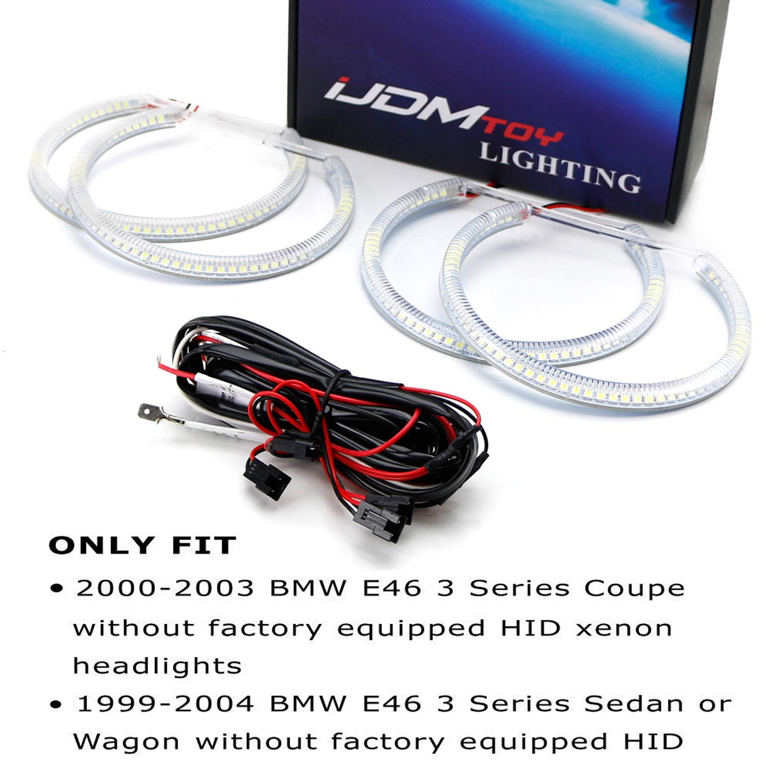 Amazon.com: iJDMTOY 7000K Xenon White 284-SMD LED Angel Eyes Halo Ring  Lighting Kit for BMW E46 3 Series Non-HID Headlights version: Automotive