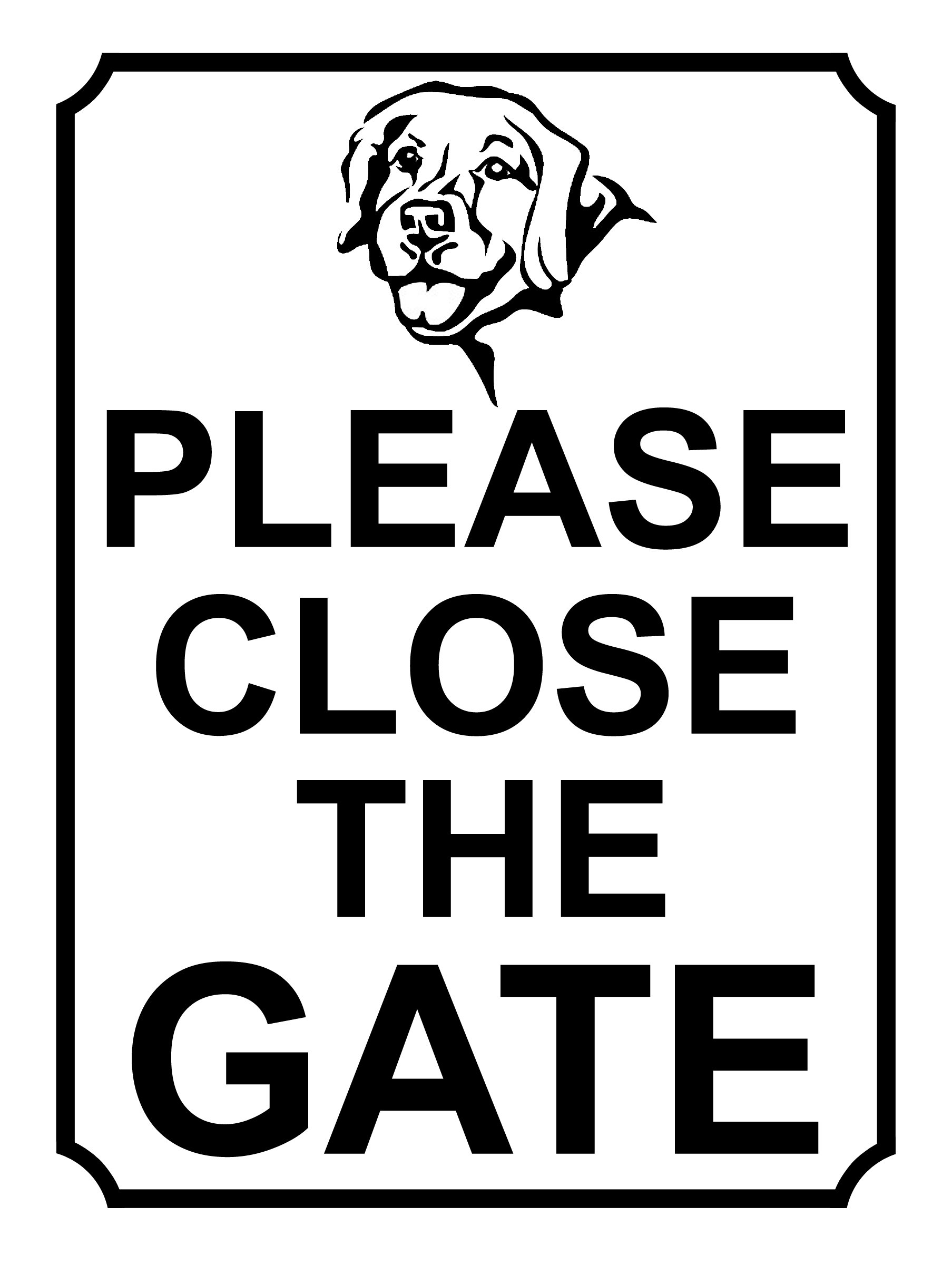 SHAWPRINT PLEASE CLOSE THE GATE DOG THEME METAL SIGN 267MM X 200MM (384H1L) LARGE 10" X 8"