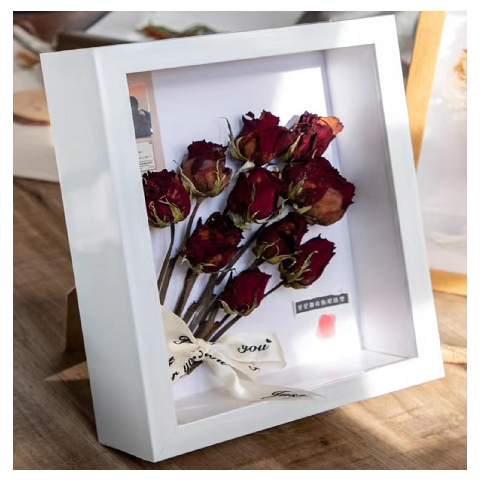 3D Shadow Box (22 x 22cm) Deep Frame for Objects up to 6.5 cm Object Frame for Filling, 3D Display Box for Objects Photos Artworks Memories Flowers Crafts (white,5cm)
