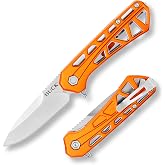Buck Knives 814 Mini Trace Folding EDC Knife, Orange, 1.85 oz | 2.43&rdquo; Drop Point 7Cr17MoV Steel Blade, Partially Serrated, Aluminum Handle, Lightweight Pocket Knife for Everyday Carry