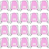 JohahaTim Drawstring Backpack Bulk 20 Packs Draw String Bags for Gym Sports Trip Pedestrianism Cinch Sack DIY for Women Men with Memo Card (pink)