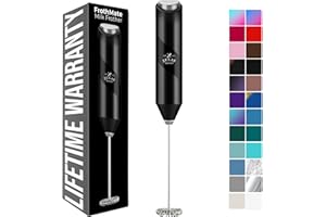 Zulay Kitchen Powerful Milk Frother Wand - Handheld Stainless Steel - Battery Operated Drink Mixer for Coffee, Lattes, Cappuccino, Matcha - Froth Mate Frother Gift - Black