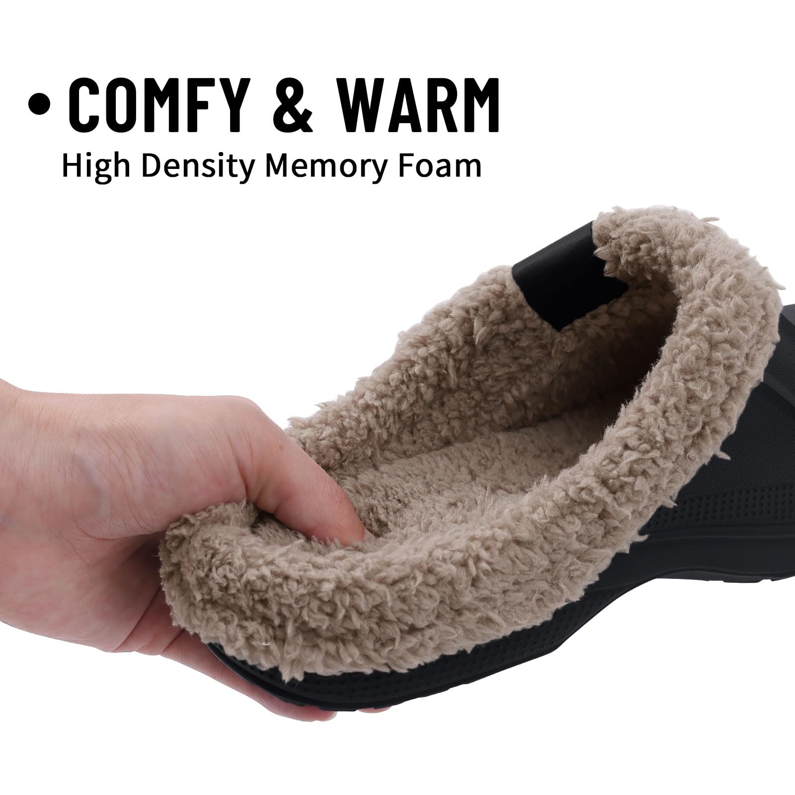 Beslip Classic Fur Lined Clogs Waterproof Winter Fuzzy Slippers for Women Men Indoor and Outdoor