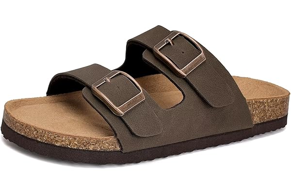 Torotto Kids Sandals Boys Girls Slide Summer Non-slip Cork Glitter Toddler Slippers with Adjustable Straps for Indoor & Outdoor