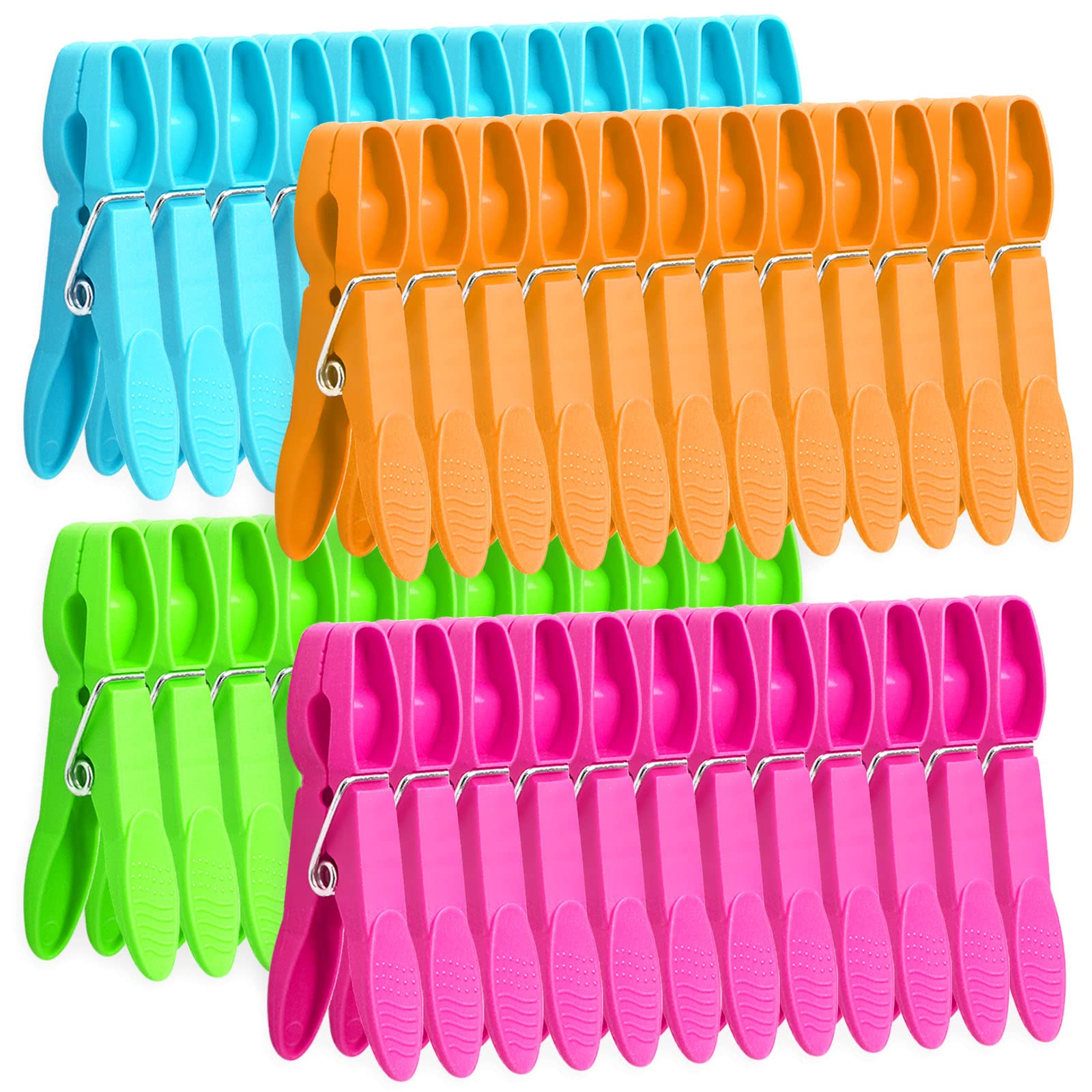 Clothes Pins,48 Pack Colored Plastic Clothespins, Clothes Pins Heavy Duty Outdoor, Non-Slip Laundry Clips for Hanging Clothes, Towels, Crafts, Picture, Clips Food Package Clips